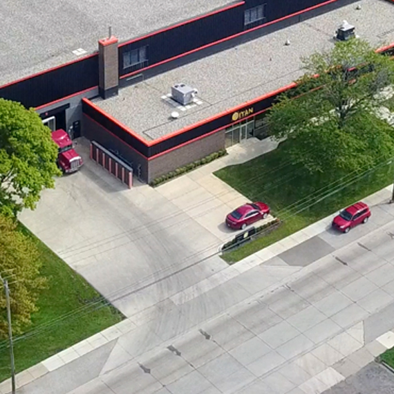 about Aerial image of Titan Metallurgy lab building.